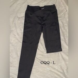 Dark Gray High-Waist Ribbed Leggings